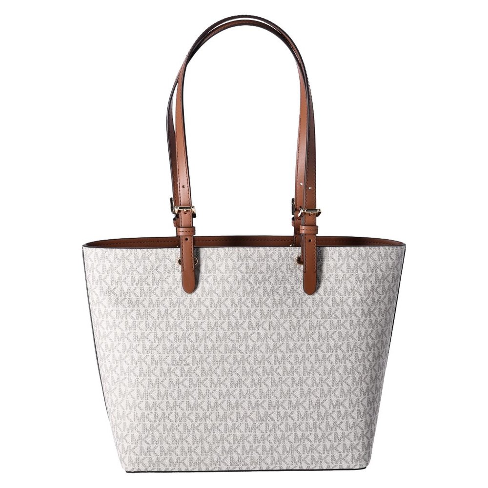 Michael Kors Jet Set Travel Medium Double Pocket Tote Vegan Leather Vanilla MK - Picture 6 of 9